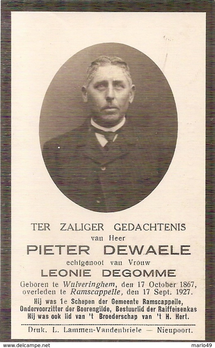 DP. PIETER DEWAELE ° WULVERINGHEM 1867 -+ RAMSCAPPELLE 1927 -1e SCHEPEN RAMSCAPPELLE - Godsdienst & Esoterisme