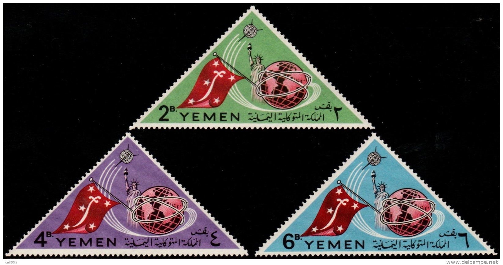 ~~~ Yemen Kingdom 1965 - Space Triangles - Mi. 188A/190A  ** MNH OG  ~~~ - Yemen