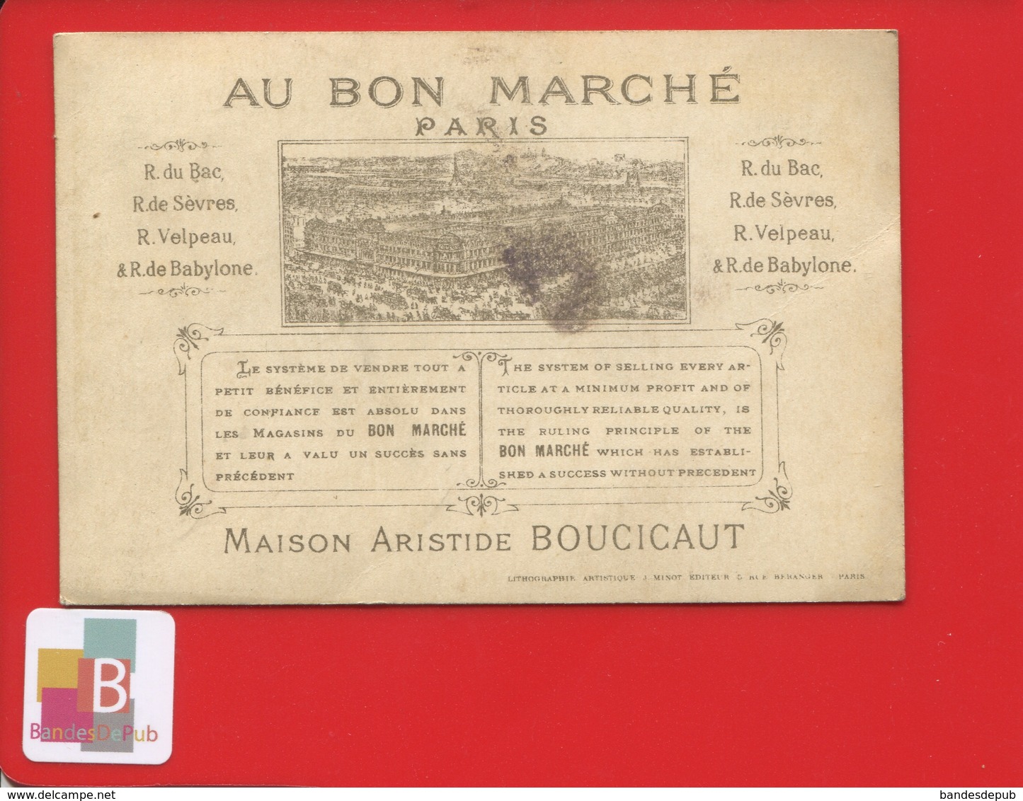 AU BON MARCHE Jolie Chromo Minot Conte PERRAULT BELLE BOIS DORMANT Enfant Poupée Livre Illustré - Au Bon Marché