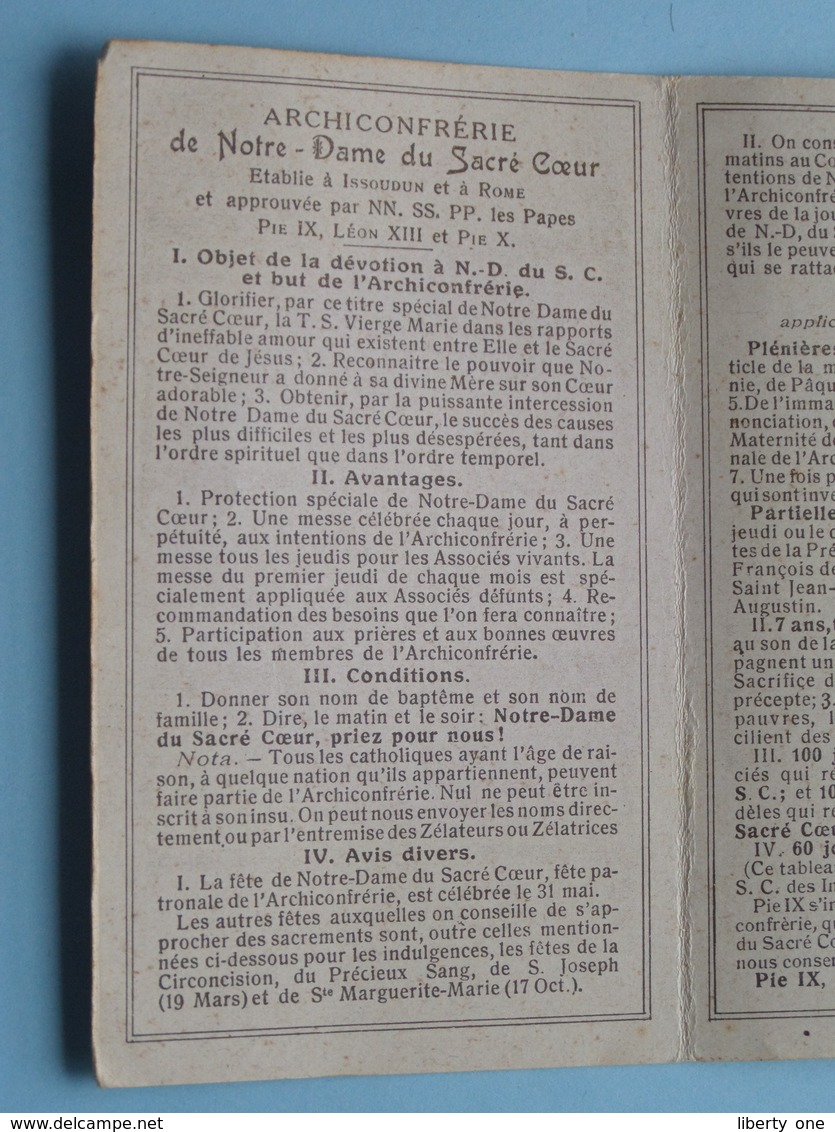 Attestation ARCHICONFRERIE " Notre-Dame Du Sacré-Coeur, Priez Pour Nous - Anno 1922 ( Details - Zie Foto ) ! - Religion & Esotérisme