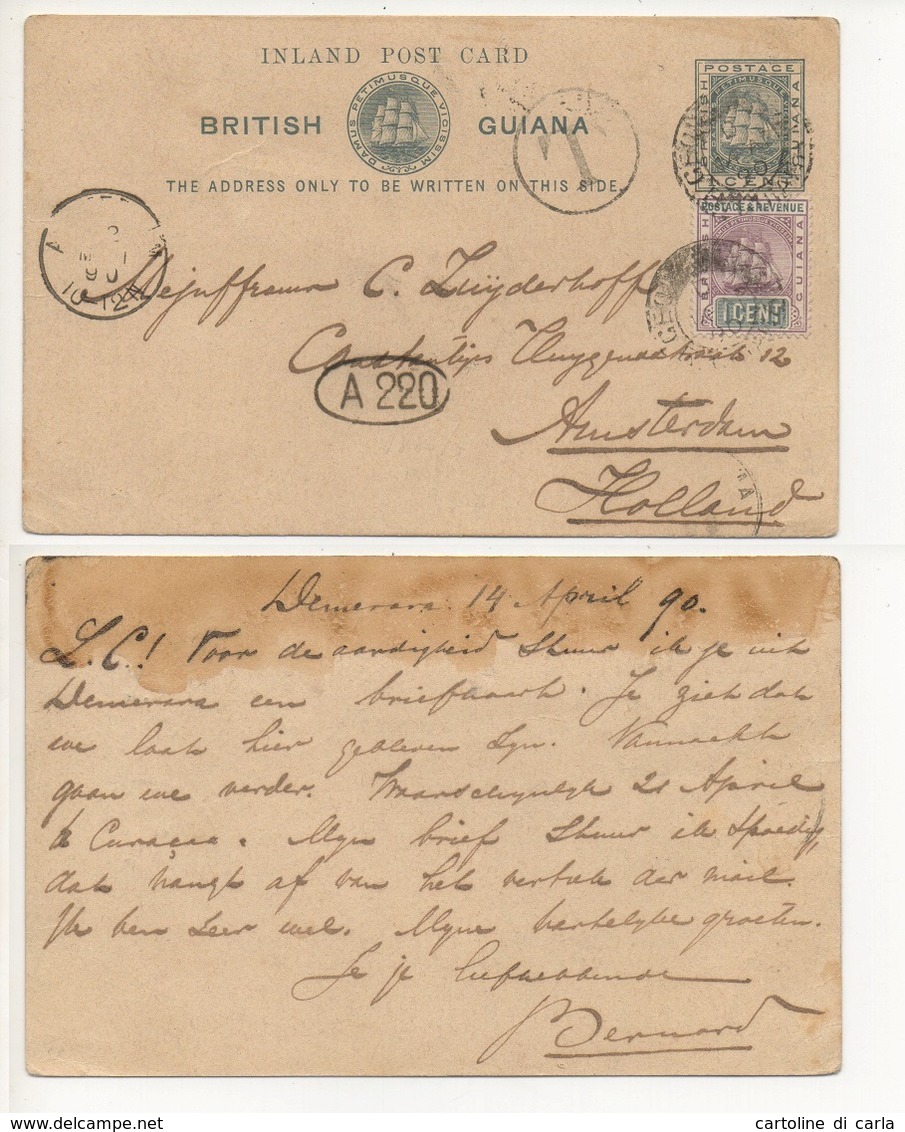 INLAND-POST-CARD-BRITISH-GUYANA-TO-AMSTERDAM-8 - Altri - America