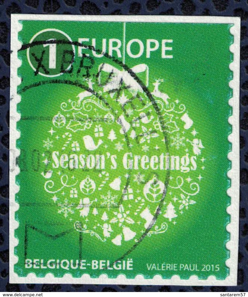 Belgique 2015 Oblitéré Used Season's Greetings Joyeuses Fêtes Vert Europe - Used Stamps