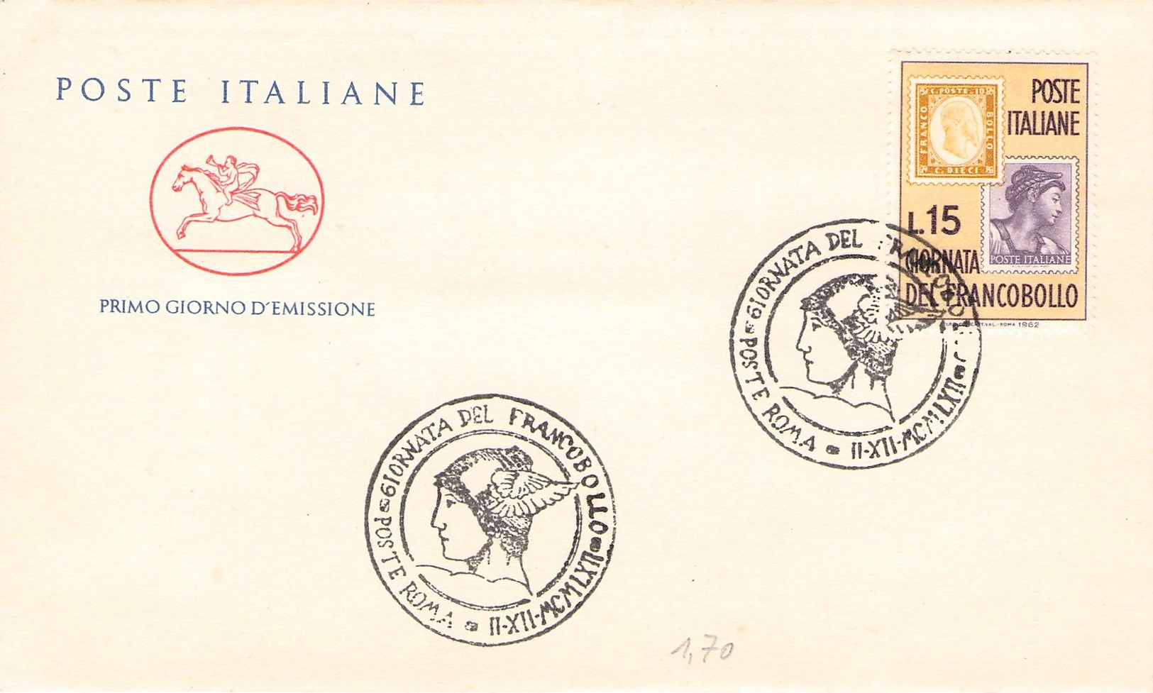 ITALY - FDC 1962 STAMPS DAY Mi #1134 - FDC
