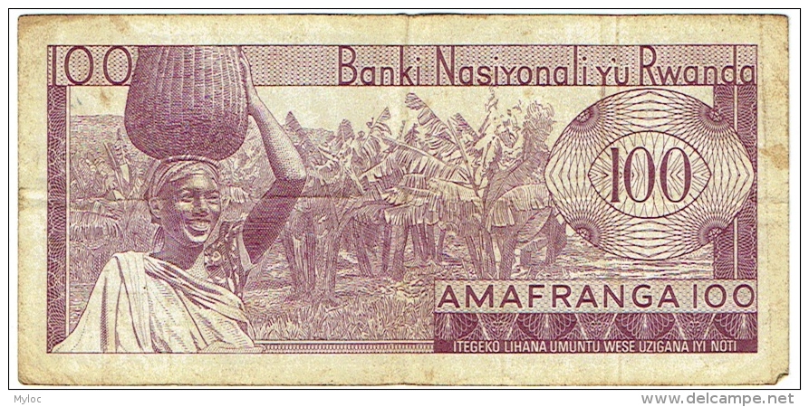 Billet  Rwanda. 100 Amafranga. Cents Francs. 01-07-64. - Rwanda