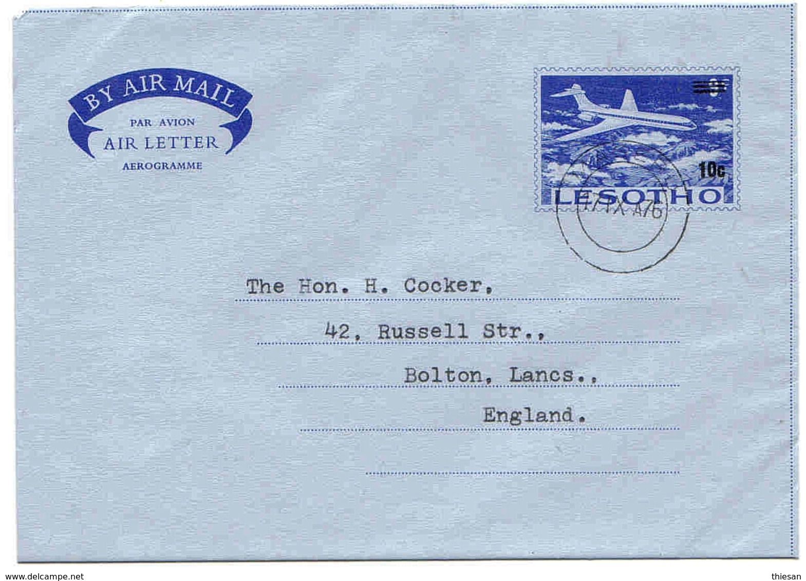 Lesotho Aérogramme Provisoire Maseru Aerogram Air Letter Entier Entero Ganzsache Lettre Carta Belege Airmail Cover - Lesotho (1966-...)