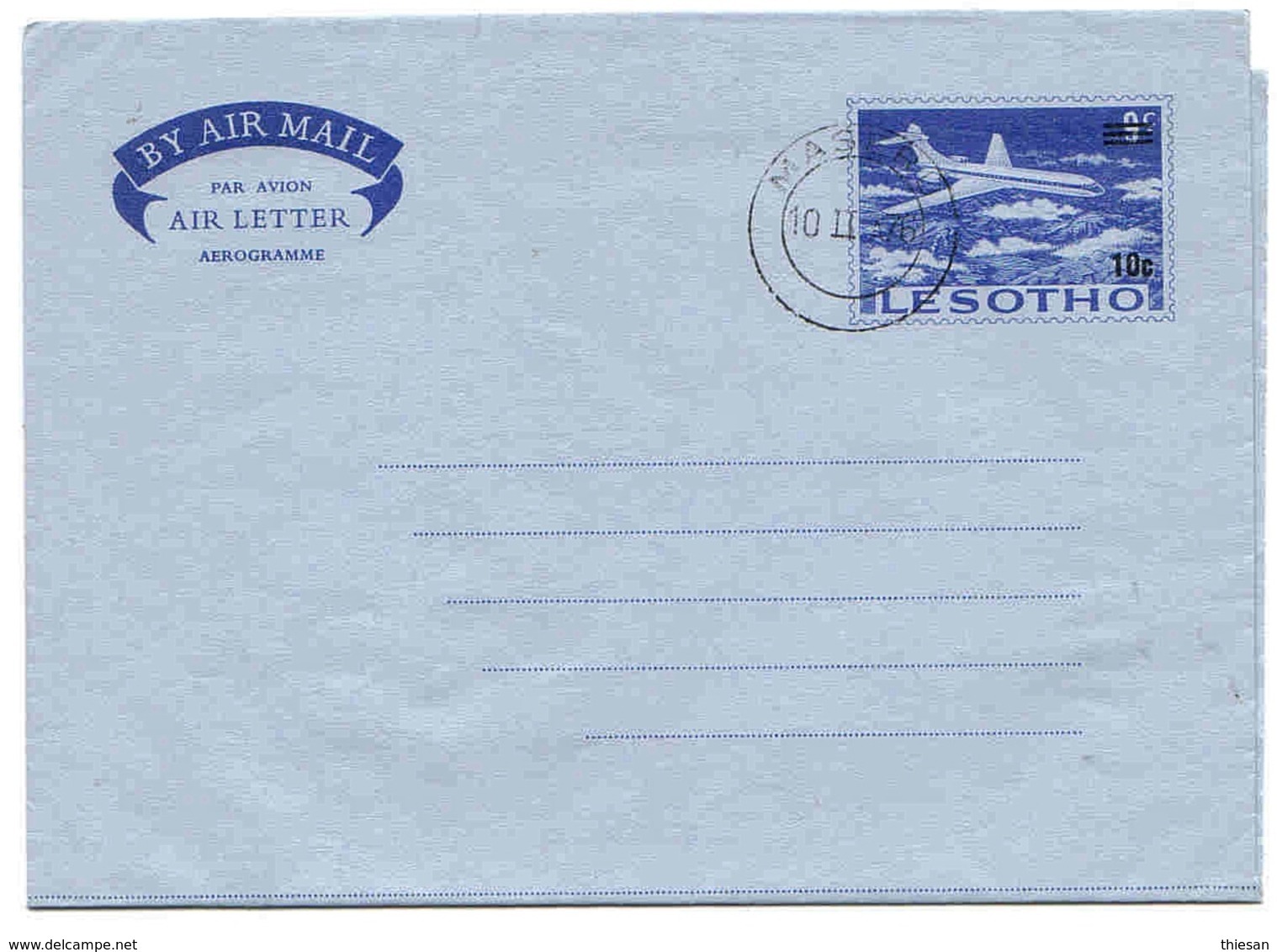 Lesotho Aérogramme Provisoire Maseru CTO Aerogram Air Letter Entier Entero Ganzsache Lettre Carta Belege Airmail Cover - Lesotho (1966-...)