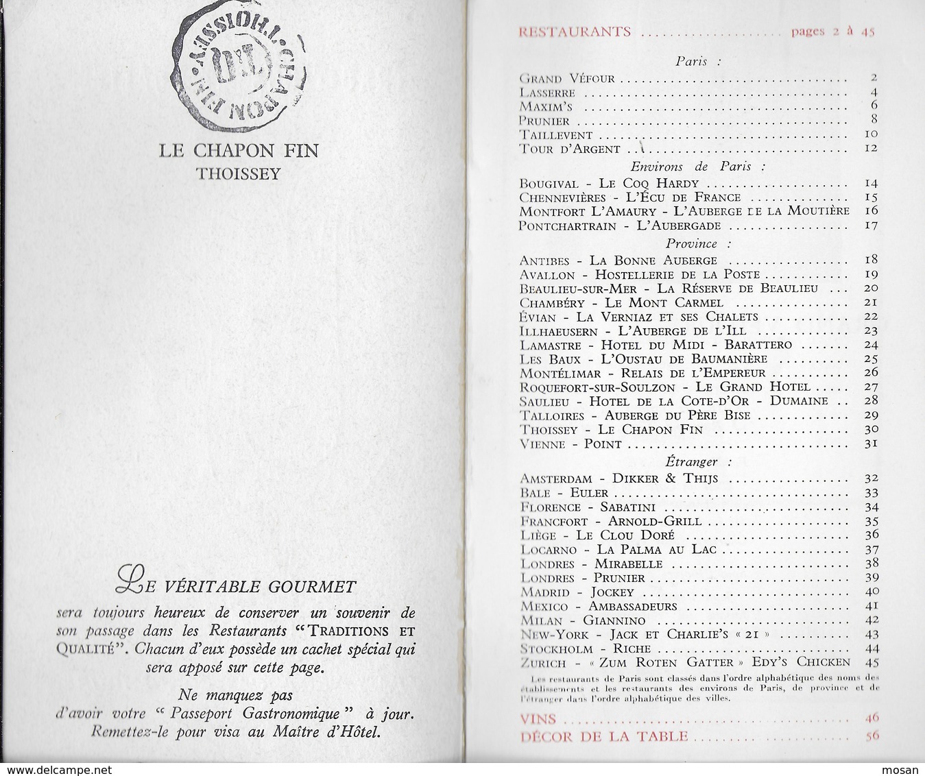 Traditions Et Qualité. Passeport Gastronomique. Toisé, Jean Cocteau 1959 Vin Bordeaux Bourgogne Alsace - Gastronomie