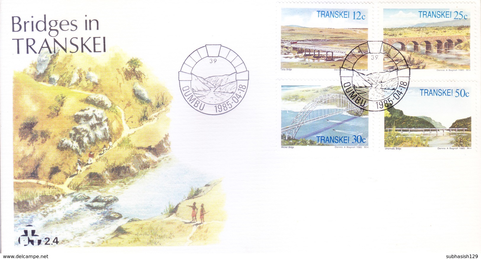 TRANSKEI / SOUTH AFRICA : FIRST DAY COVER WITH INFORMATION BROCHURE INSIDE : BRIDGES IN TRANSKEI - 18-04-1985 - Transkei