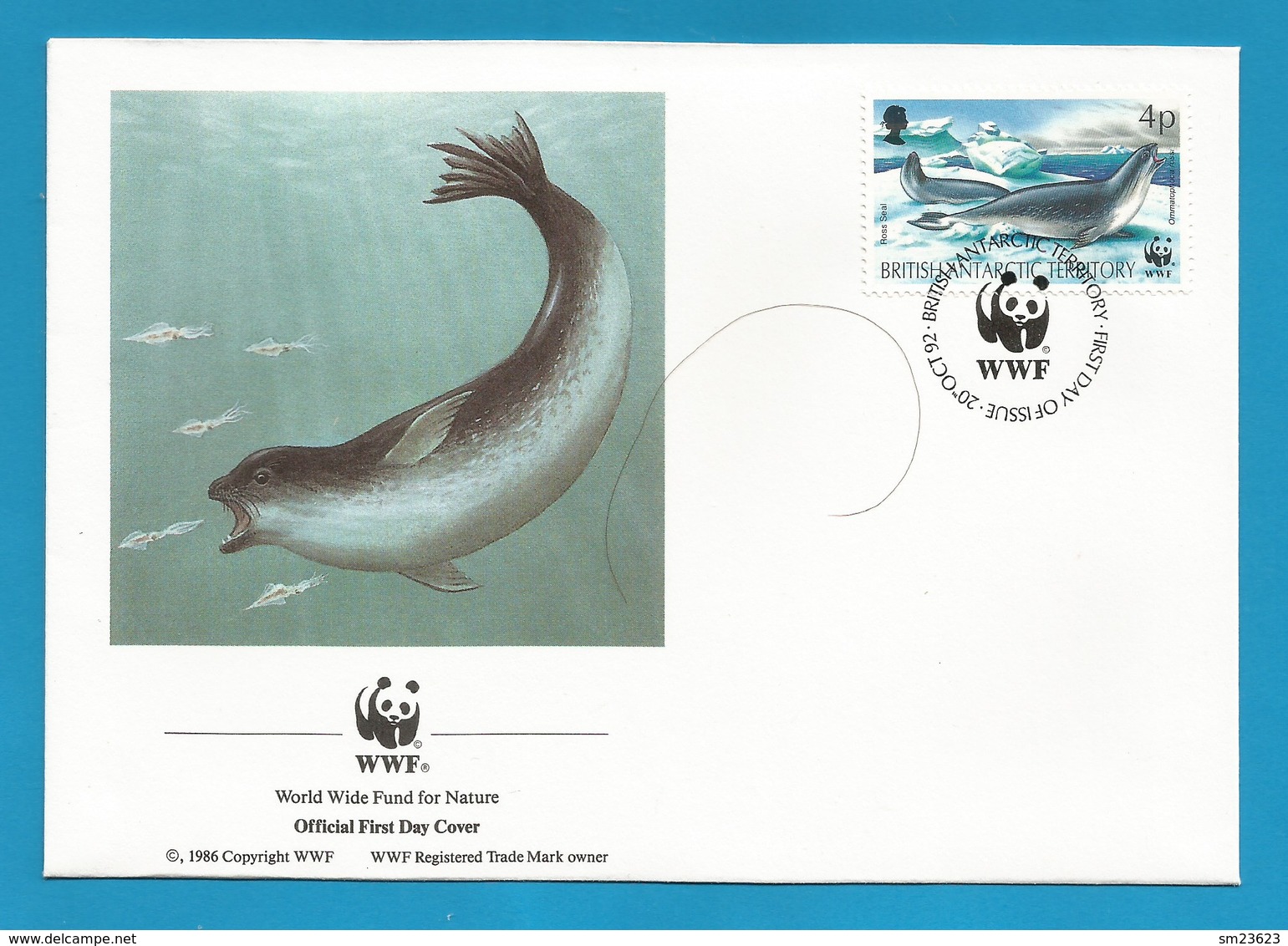 BAT 1992  Mi.Nr. 193 , Ross Seal - WWF FDC - First Day 20.OCT 92 - FDC