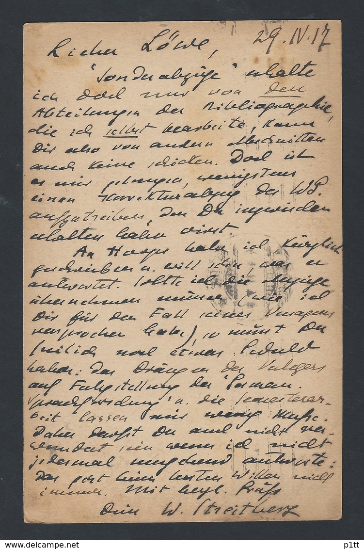 8de.Postkarte Von Bayern. Die Post Ging Durch 1917 München Berlin. Professor Für Gotische Sprache.Maschinenstempel. - Lettres & Documents