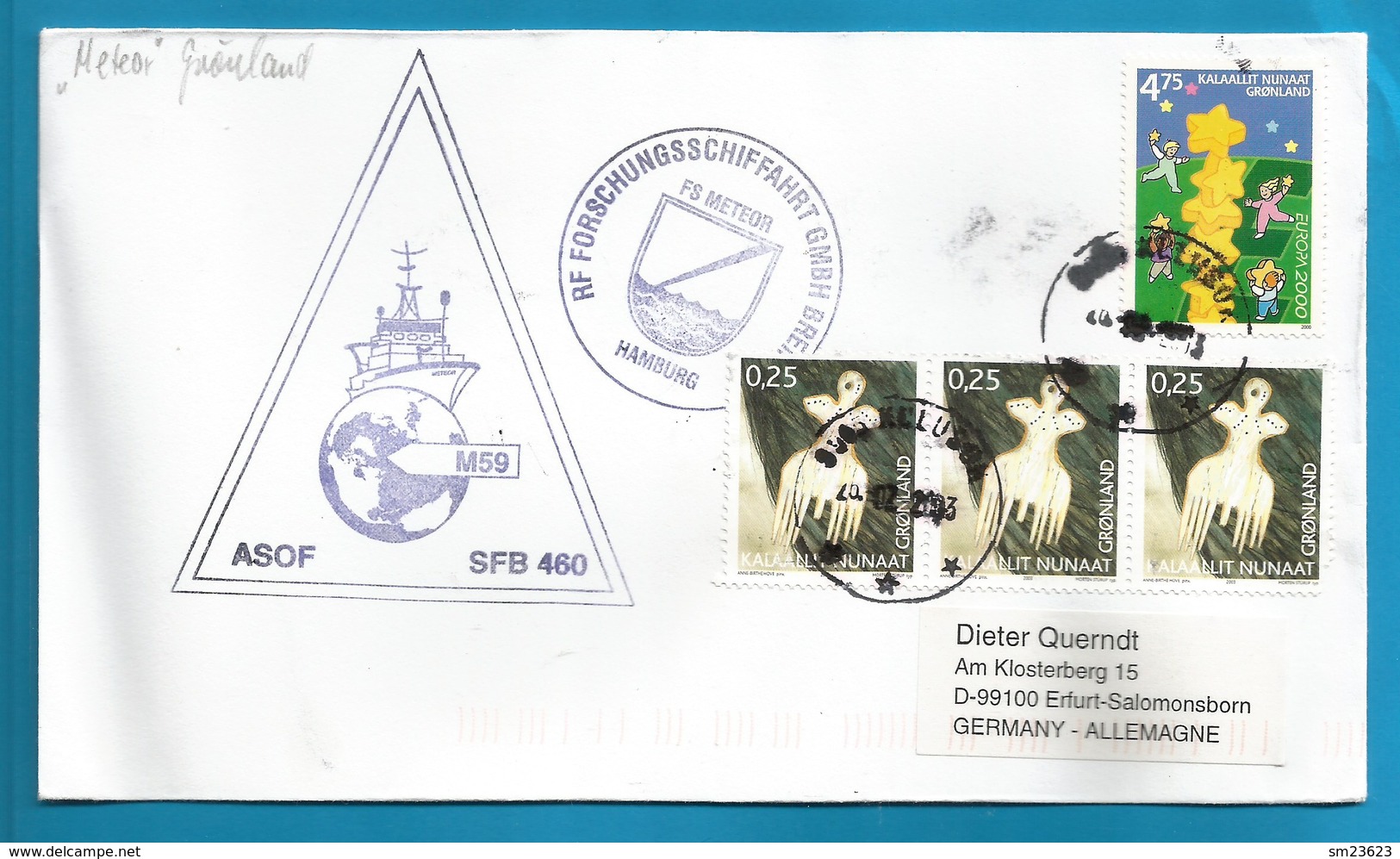Schiffspost , RF Forschungsschiff Meteor Nach Grönland - Brief - Posta