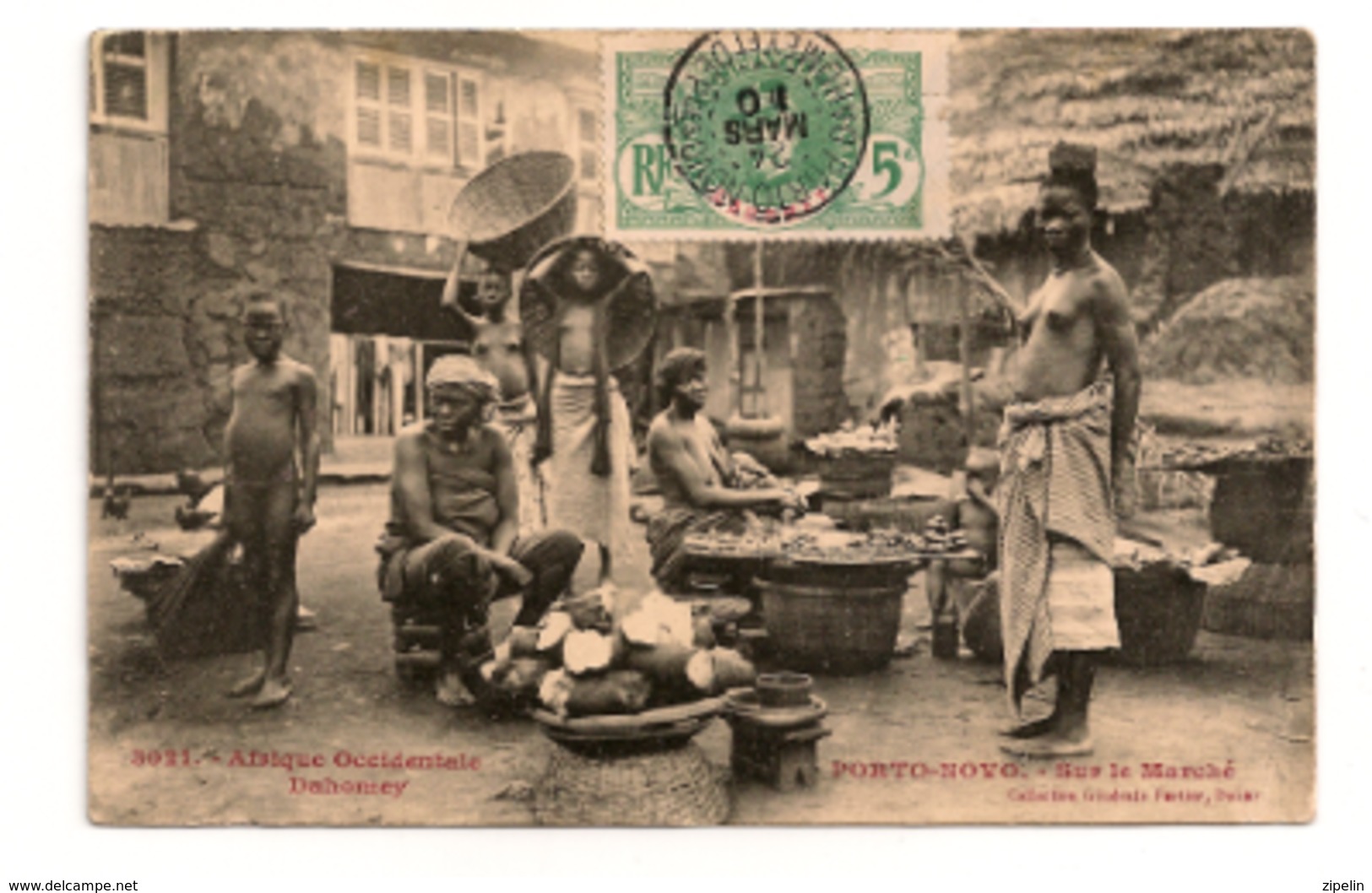 Dahomey, PORTO NOVO, Sur Le Marché, Femmes Seins Nus, Cpa - Dahomey