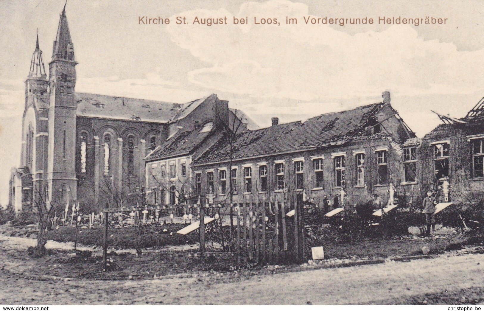 CPA 59, Kirche St August Bei Loos Im Vordergrunde Heidengräber. Carte Allemand, Occupation 1914-1918 (pk47541) - Loos Les Lille