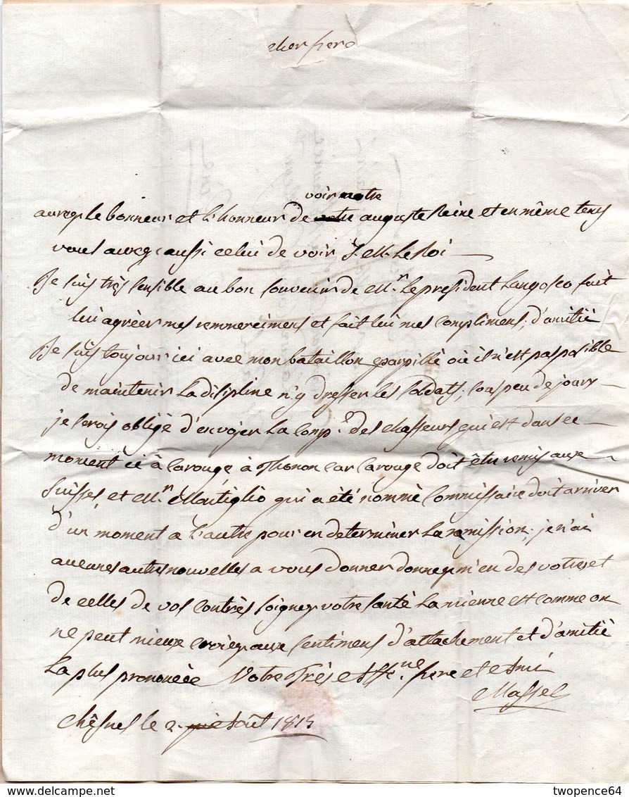 17 - REGNO DI SARDEGNA - LETTERA PREFILATELICA DA CAROUGE A GENOVA 1814 - PERIODO PROVVISORIO - 1. ...-1850 Prefilatelia