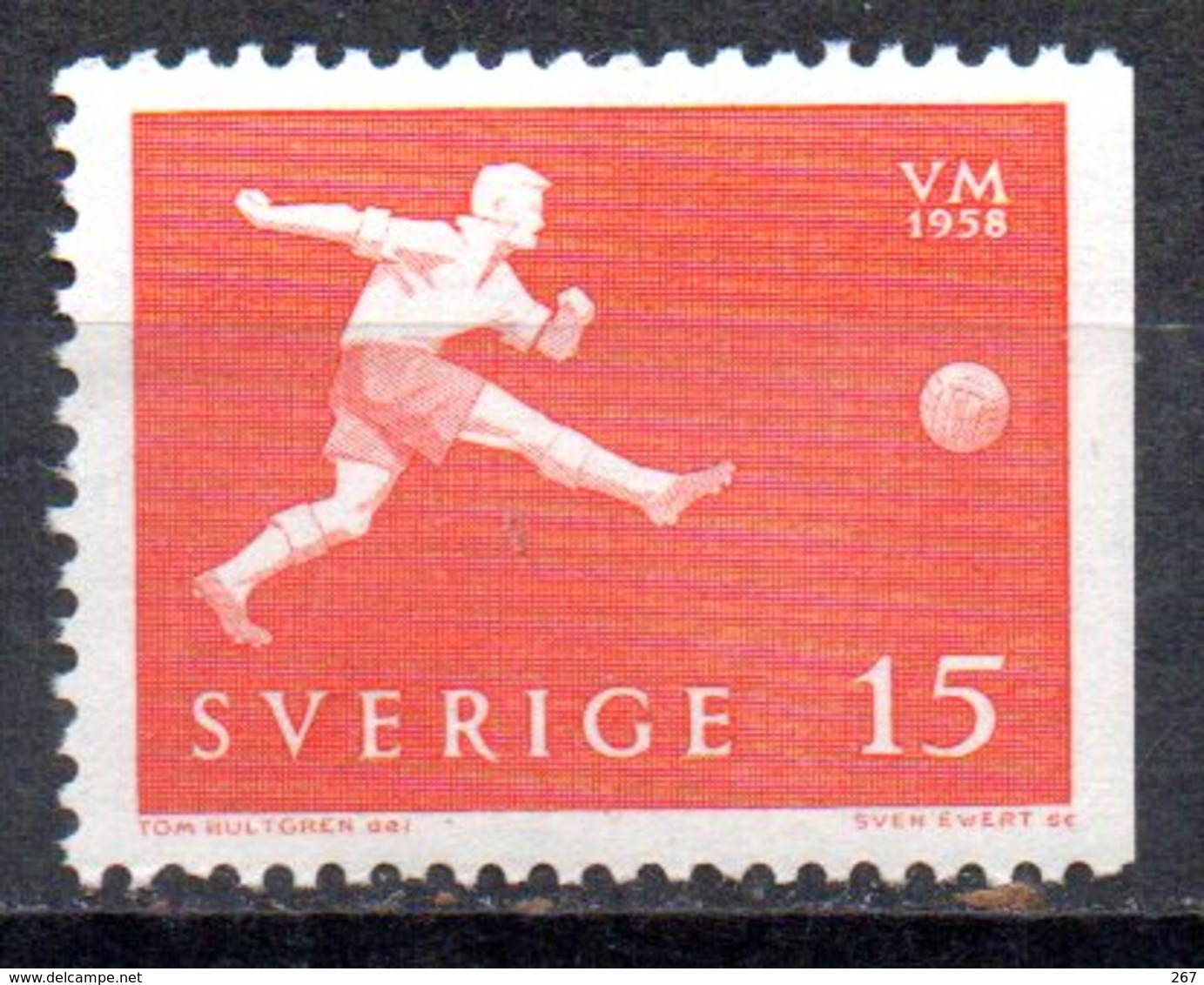 SUEDE  N°  429a    *  ( Non Dentele Droite ) Cup 1958   Football  Soccer Fussball - 1958 – Suecia