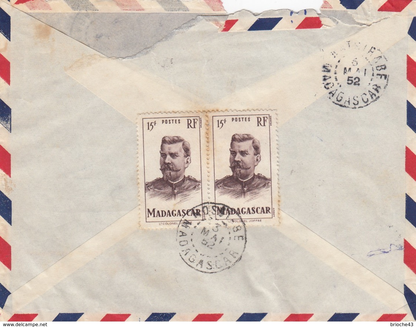 MADAGASCAR - LETTRE RECOMMANDE NOSSI-BE 3.06.1952 + 2 TIMBRES VERSO / 1 - Lettres & Documents