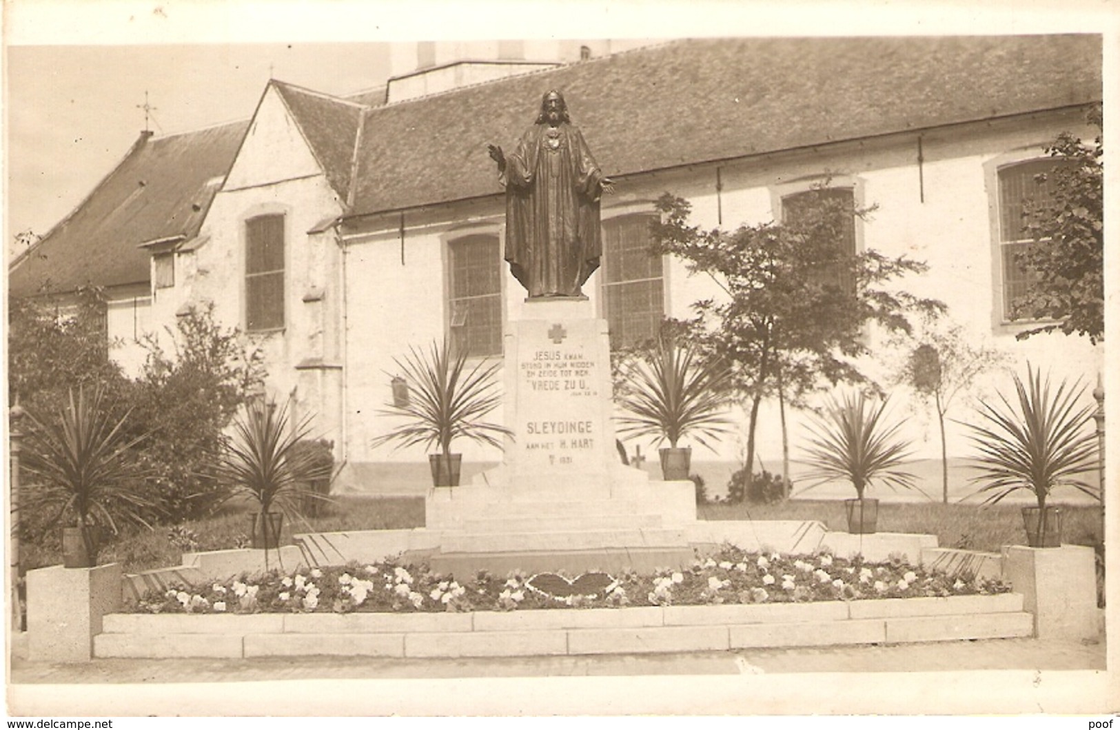 Sleydingen / Sleidinge : Monument -- Aan Het H. Hart. ---- Fotokaart - Evergem