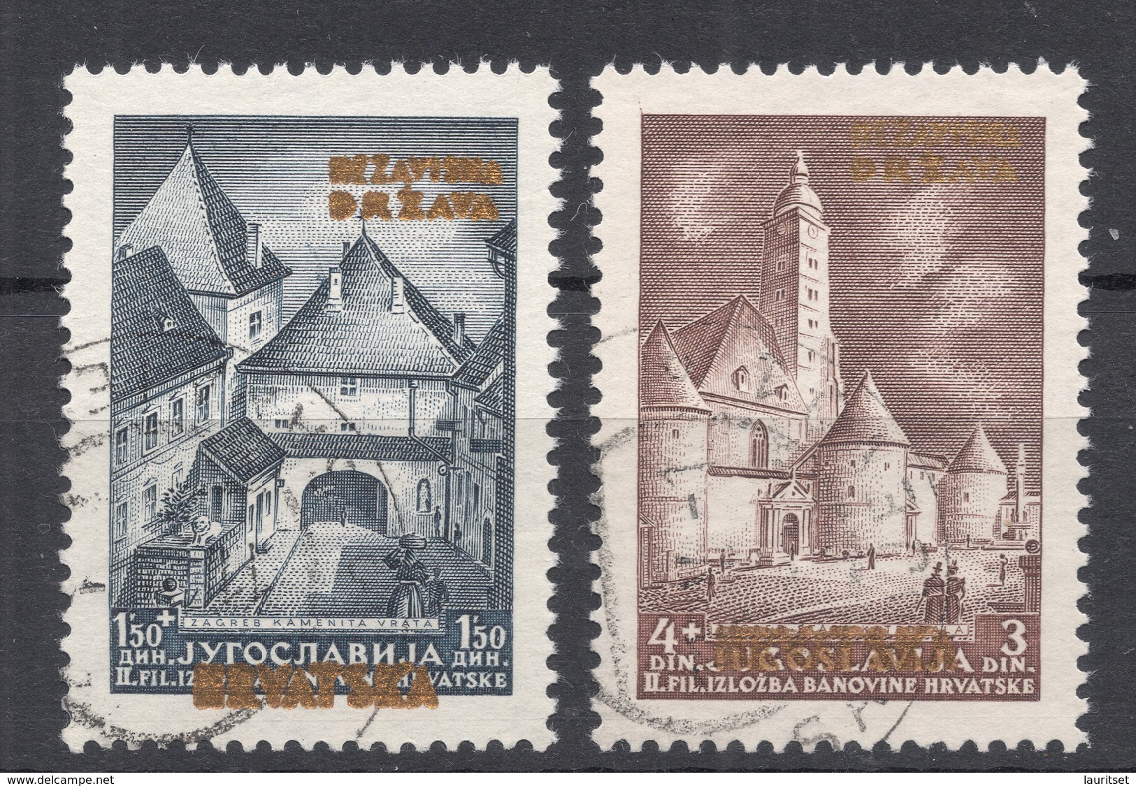 KROATIA Kroatien 1941 Michel 39 - 40 Briefmarkenausstellung Zagreb O - Kroatien