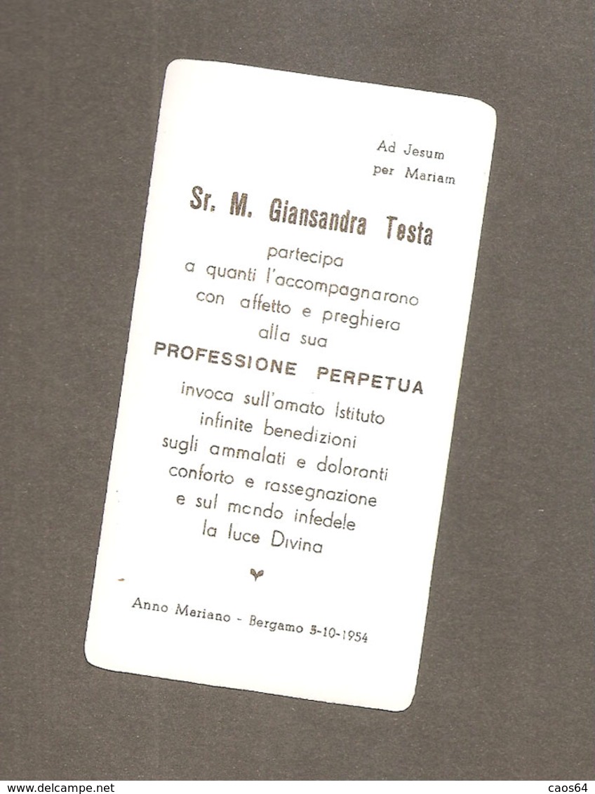 GESU' PORTA LA CROCE PROFESSIONE PERPETUA ANNO MARIANO 1954 SANTINO  NB 1986 - Santini