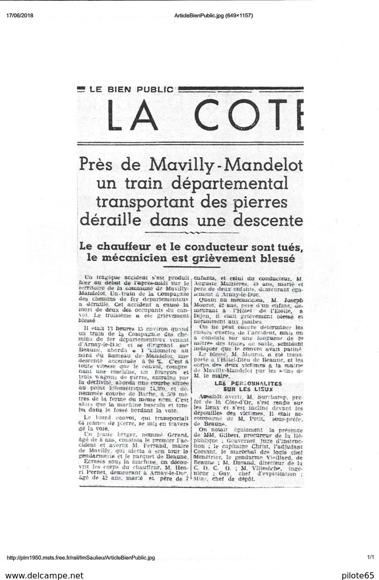 COTE D' OR - NAVILLY MANDELOT / RARE ET INEDITE PAIRE DE 2 PHOTOS / LA CATASTROPHE DU 12 MARS 1936 / TACOT / TRAIN/