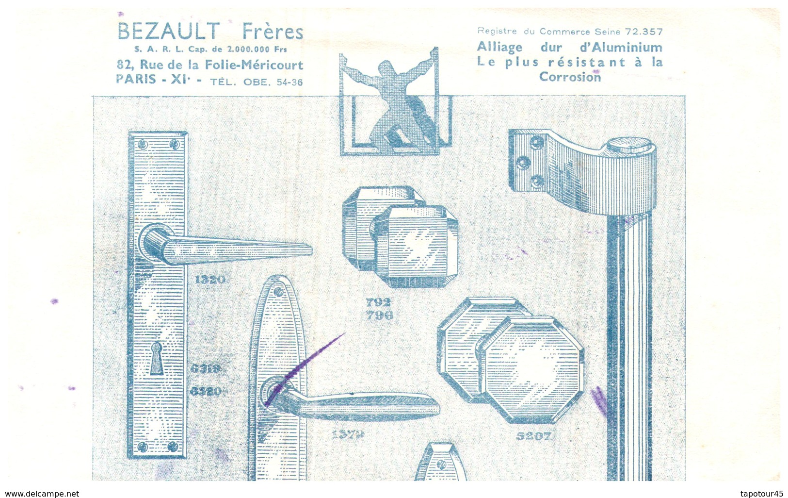 A A/ Buvards >Alliage Dur D’Aluminium "Bezault Frères" Surement Une Moitié De Buvard (Format 28 X 13) (N= 1) - A