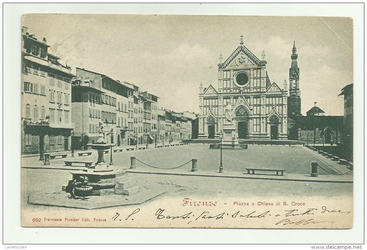 FIRENZE -PIAZZA E CHIESA S.CROCE - VIAGGIATA  FP - Firenze (Florence)