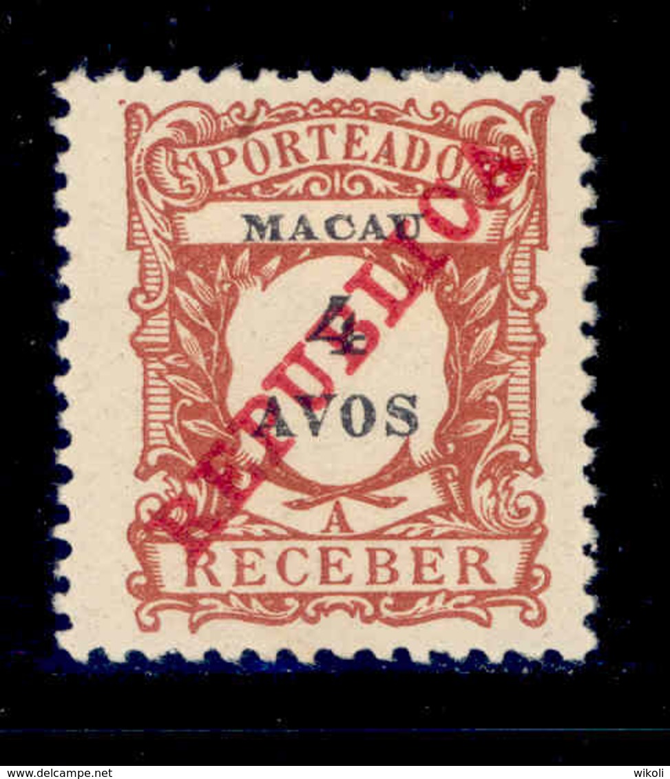 ! ! Macau - 1911 Postage Due 4 A - Af. P 15 - MH - Timbres-taxe