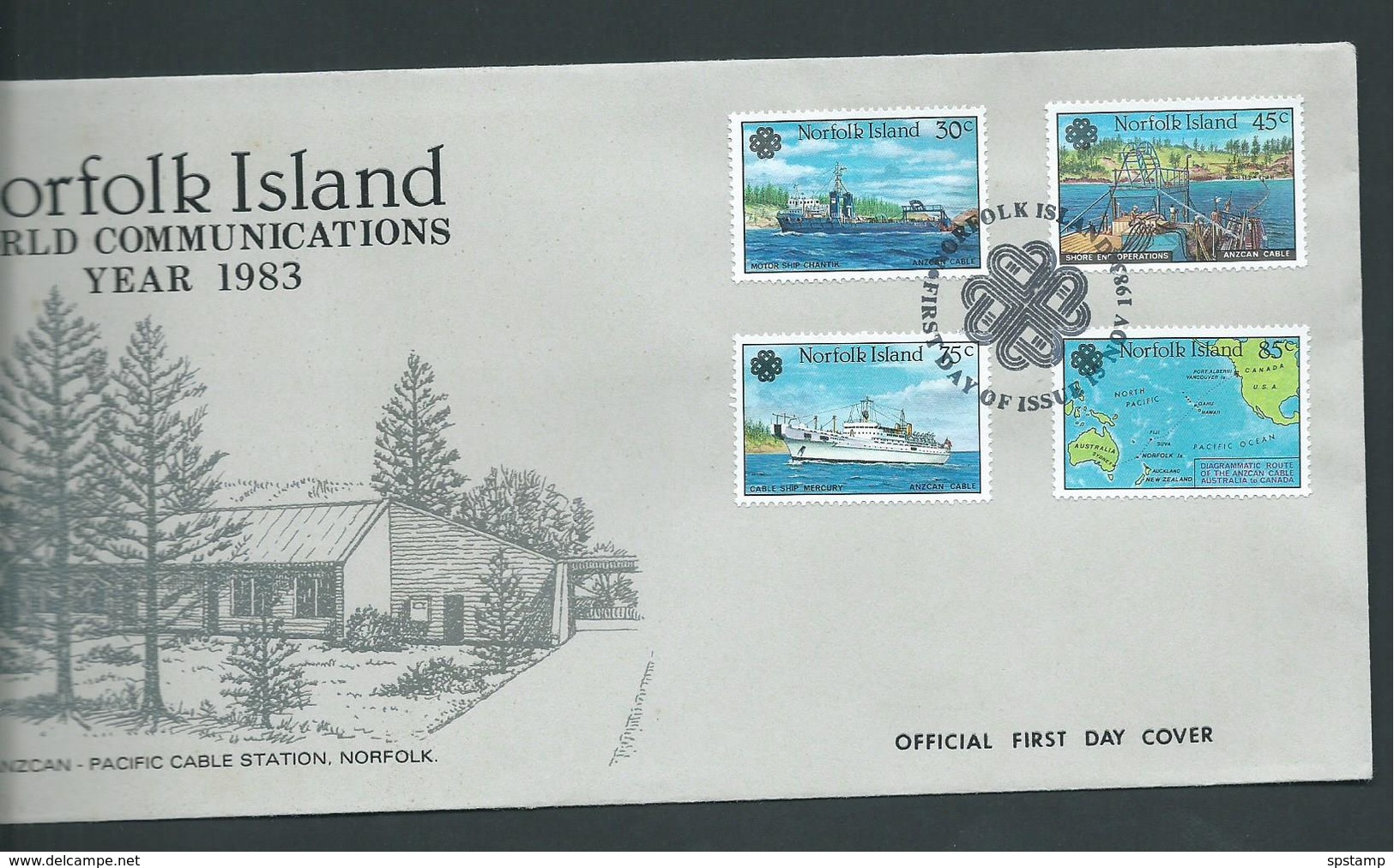 Norfolk Island 1983 World Communications Year Set Of 4 On FDC Official Unaddressed - Norfolk Island