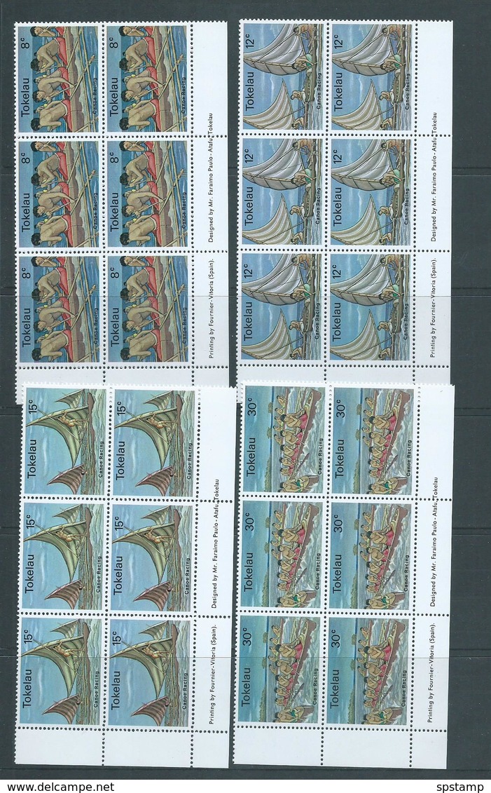 Tokelau 1978 Sports I Canoe Racing Set 4 In Imprint Blocks Of 6 MNH - Tokelau