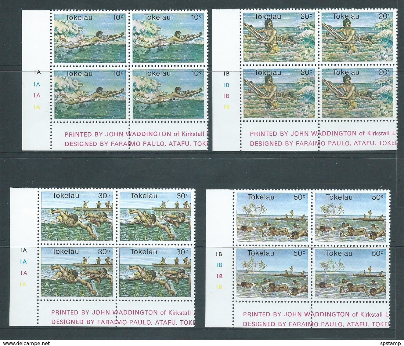 Tokelau 1980 Sports III Set 4 In Imprint Blocks Of 4 MNH - Tokelau