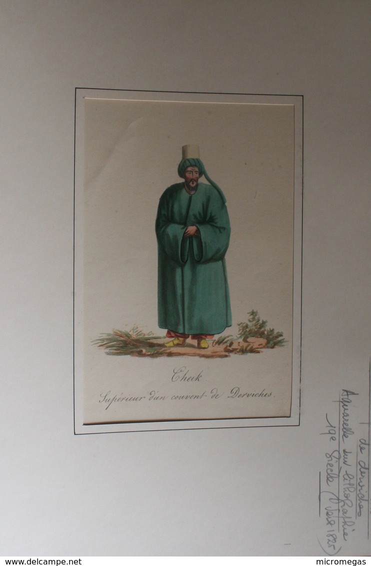 TURQUIE - Cheikh Supérieur D'un Couvent De Derviches - Aquarelle Sur Lithographie - Estampes & Gravures