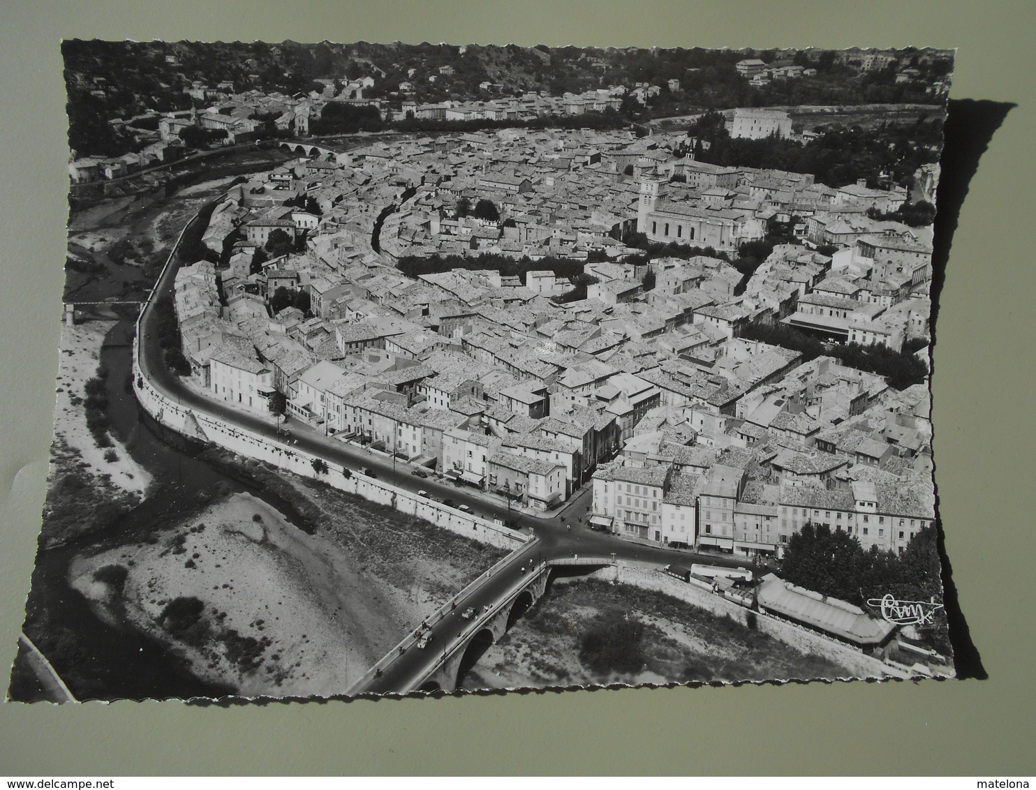 GARD ALES VUE AERIENNE CENTRE DE LA VILLE AU 1er PLAN LE PONT VIEUX - Alès