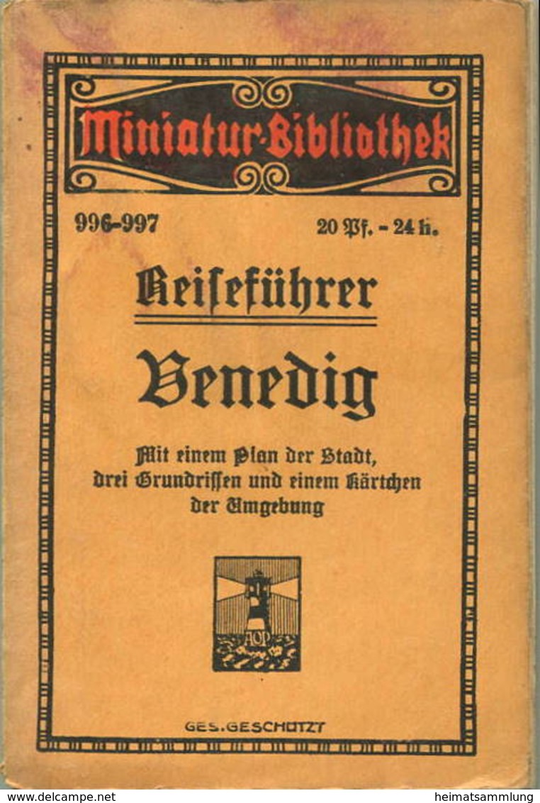 Miniatur-Bibliothek Nr. 996-997 - Reiseführer Venedig Mit Einem Plan Der Stadt - 8cm X 12cm - 128 Seiten Ca. 1910 - Verl - Other & Unclassified