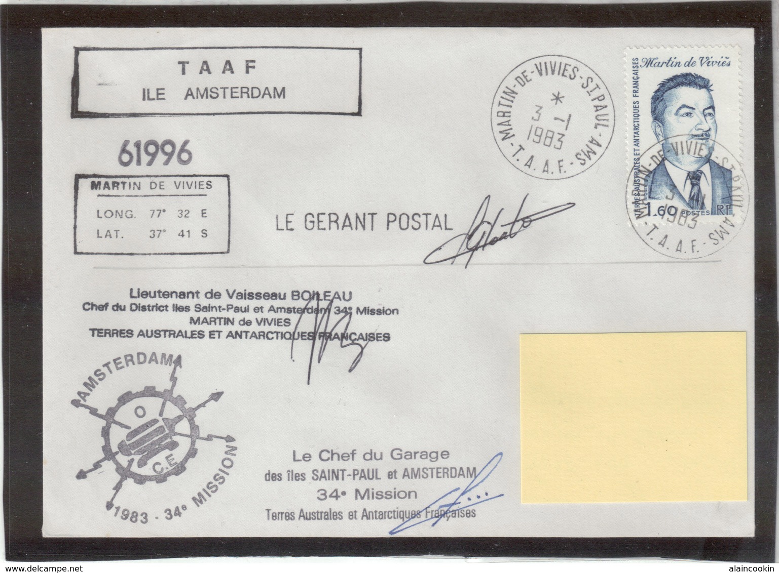 E33 - TAAF - PO99 Du 3.1.1983 St PAUL - Multiples Cachets Et Signatures - Covers & Documents