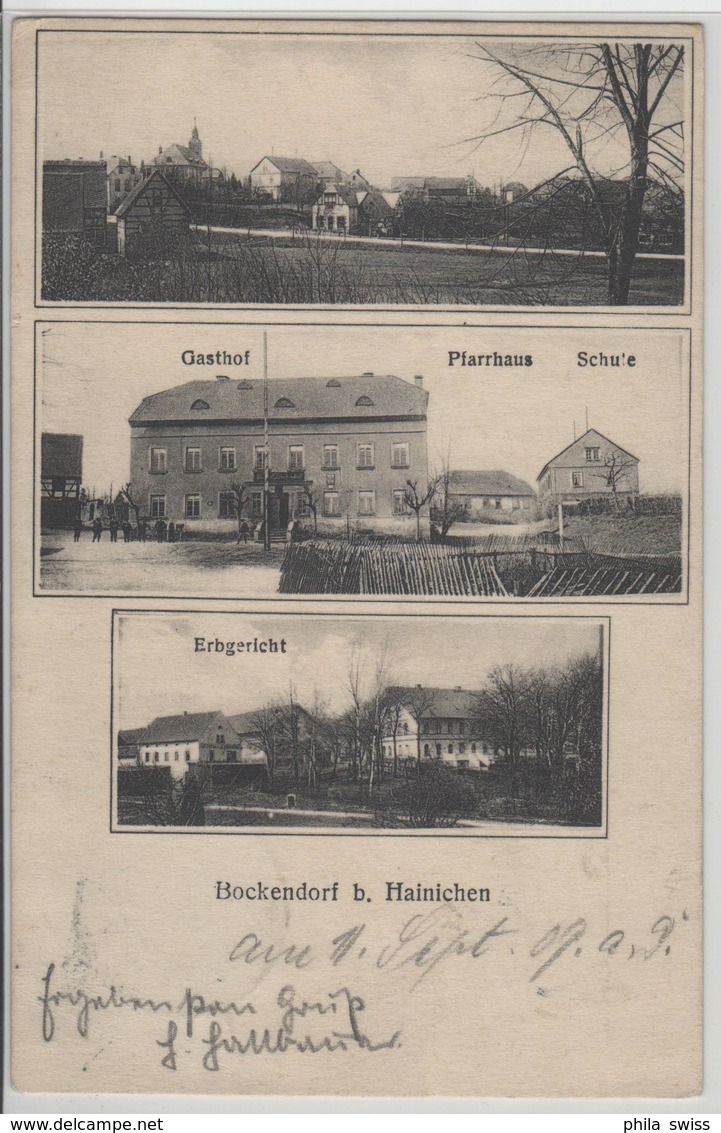 Bockendorf Bei Hainichen - Erbgericht, Gasthof, Pfarrhaus, Schule, Belebt - Autres & Non Classés