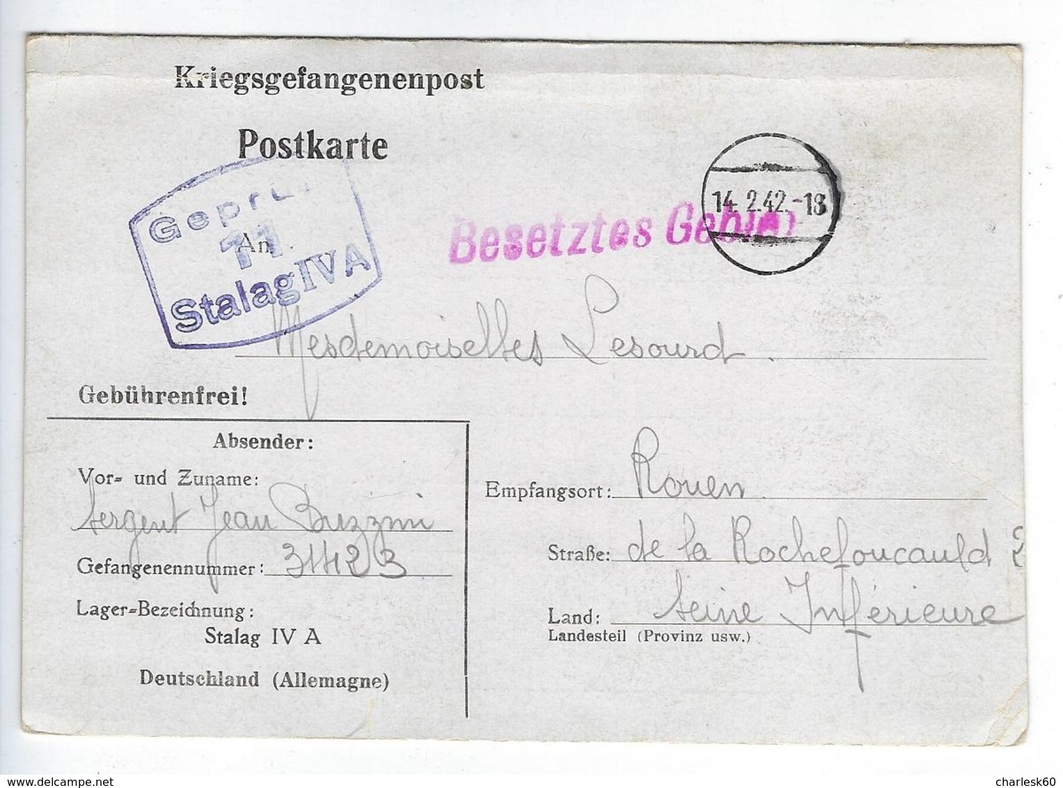 CPA Carte Lettre Kriegsgefangenenpost Stalag IVA Elsterhorst Nardt Prisonnier De Guerre - Guerra 1914-18