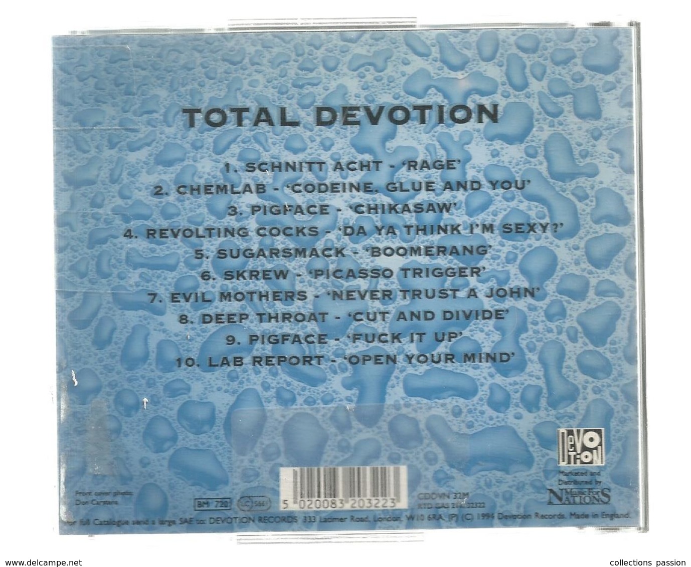 Cd , TOTAL DEVOTION , Schnitt Acht , Chemlab , Skrew , Pigface... , 2 Scans ,  Frais Fr 3.60 E - Rock