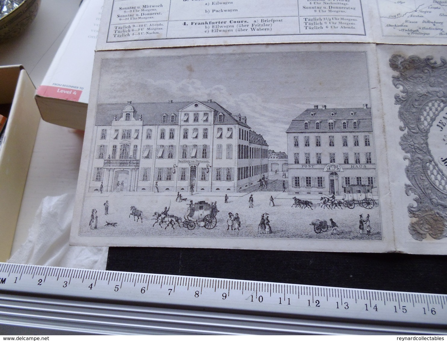 19thC Hotel Konig Von Preussen, Hessen-Cassel, Advertising Fold Out.Map Of Cassel.Post Routes++ - Publicités