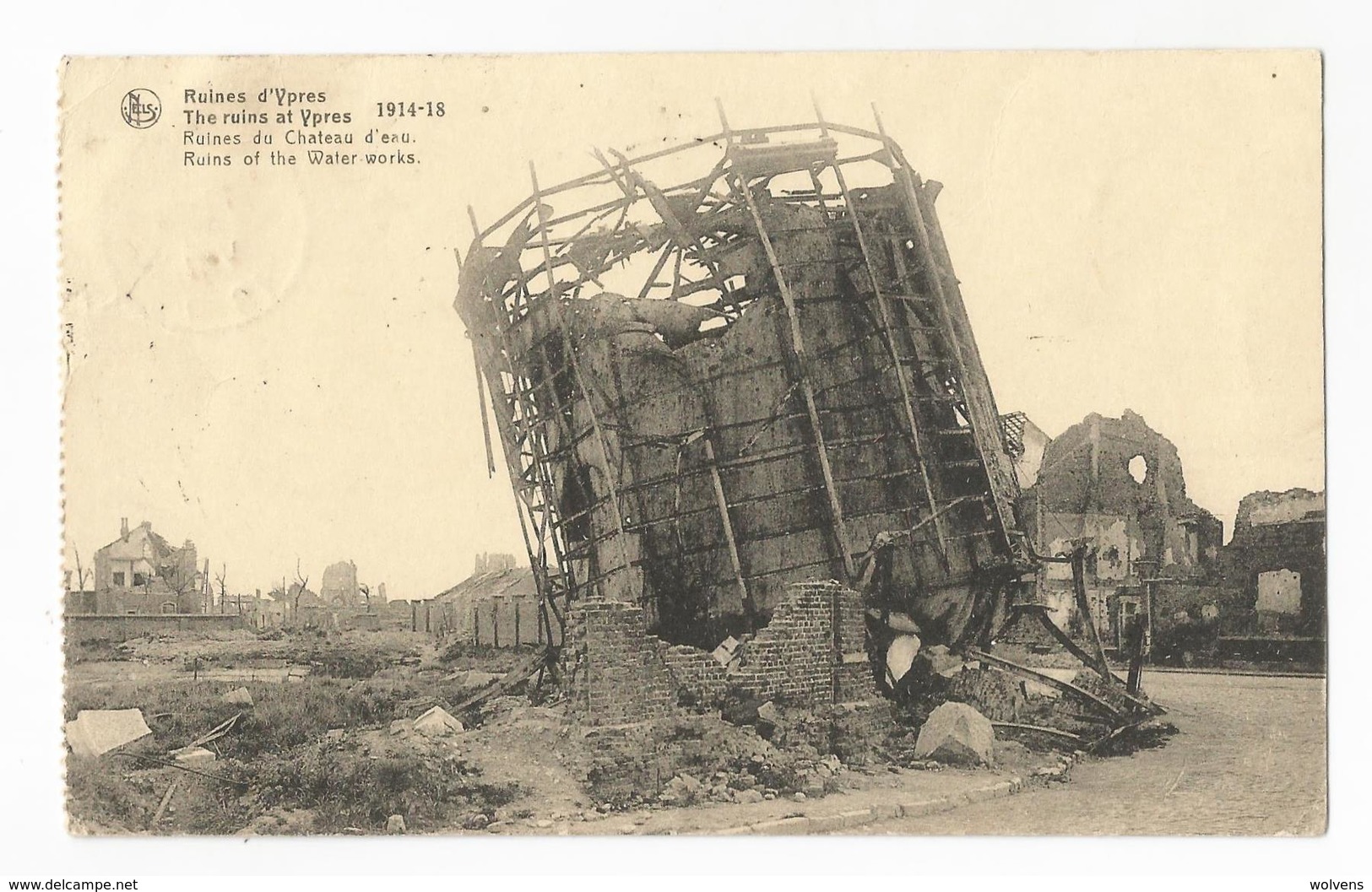 Ieper Watertoren Puinen WW1 Oude Postkaart Ypres CPA - Ieper