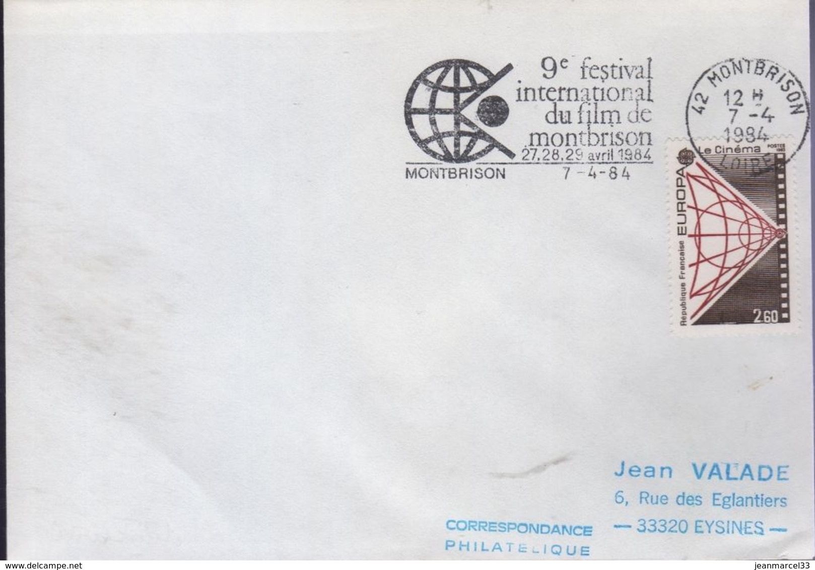 Flamme Sécap 42 Montbrison 7-4-84 =o "9e Festival International Du Film De Montbrison 27,28,29 Avril 1984 - Oblitérations Mécaniques (flammes)