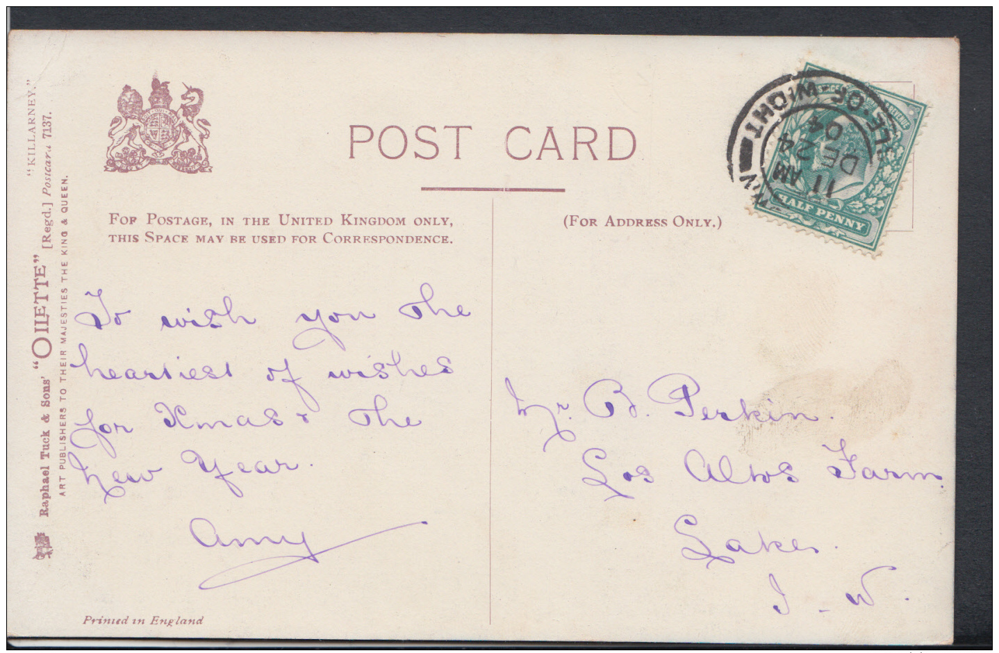 Ireland Postcard - Ross Castle, Killarney    DC1671 - Kerry