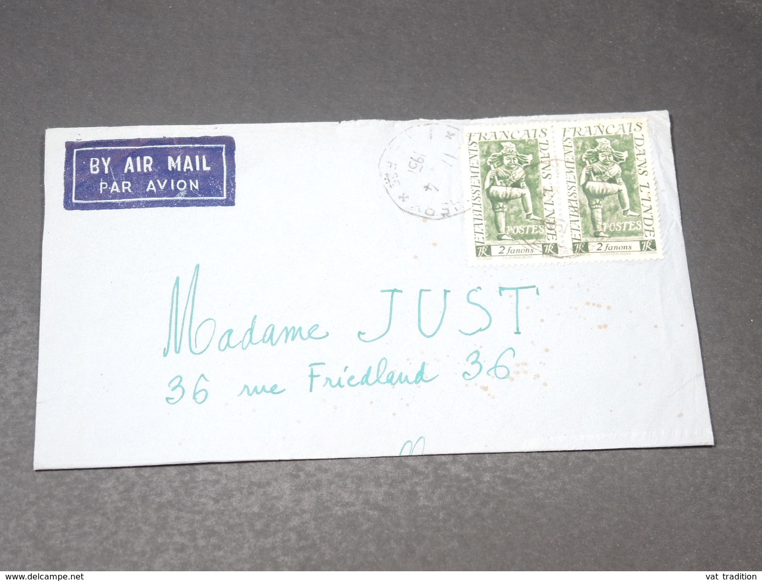 INDE - Enveloppe De Pondichéry Pour Marseille En 1951 , Affranchissement Plaisant  - L 19548 - Storia Postale