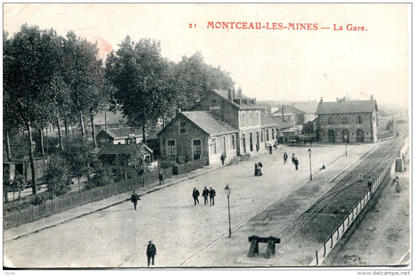 N°1387 A -cpa Montceau Les Mines -la Gare- - Gares - Sans Trains