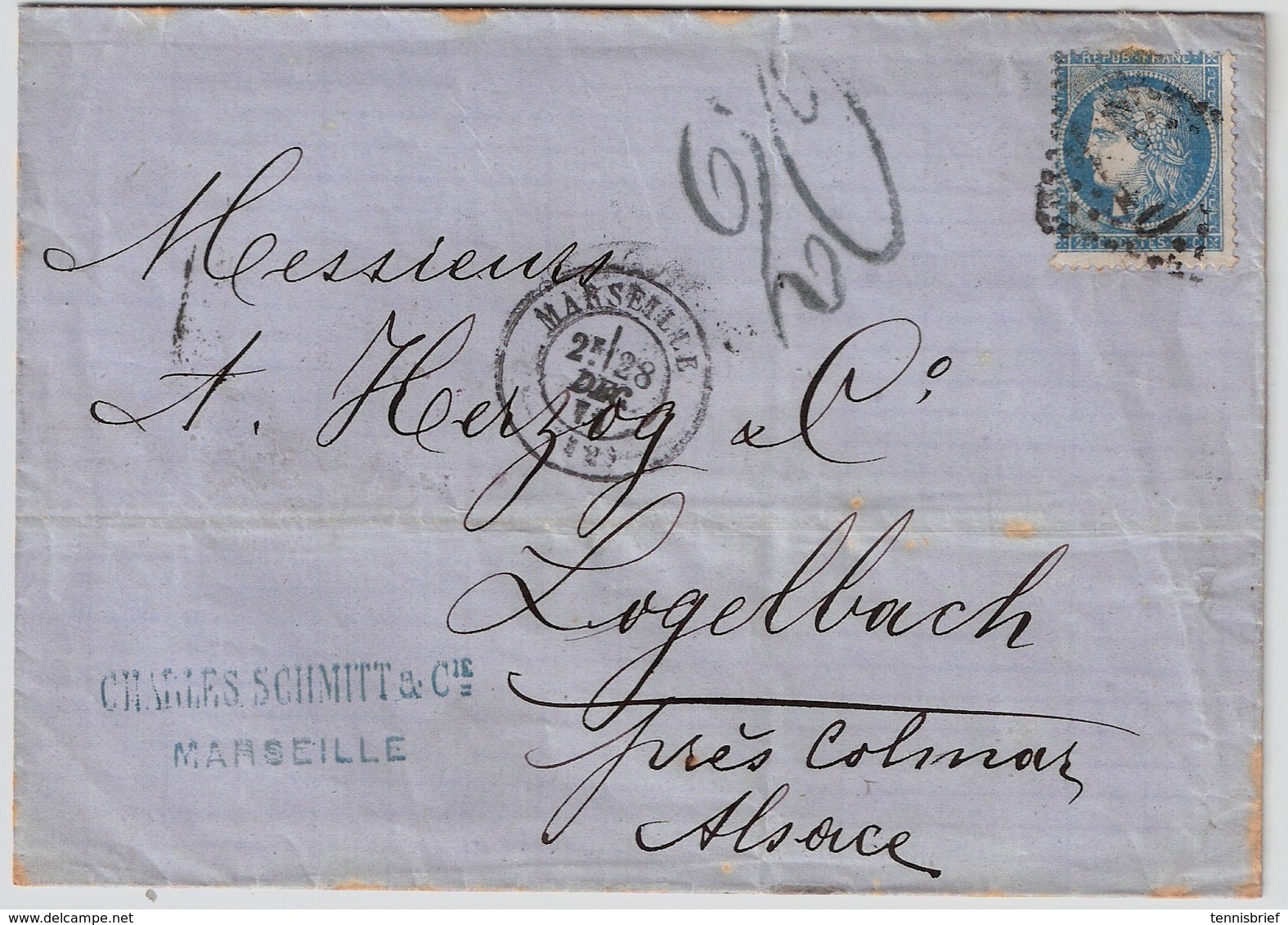 Alsace, 1871, Affr. Double, Taxe " 20 " , A434 - Sonstige & Ohne Zuordnung