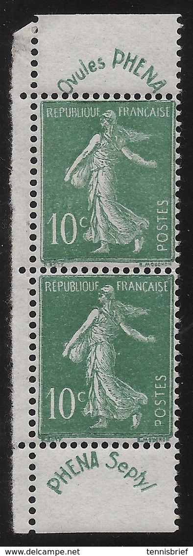 1924, Semeuse " PHENA " Paire!, Rare!€ 110,- + Paire !  A439 - Unused Stamps