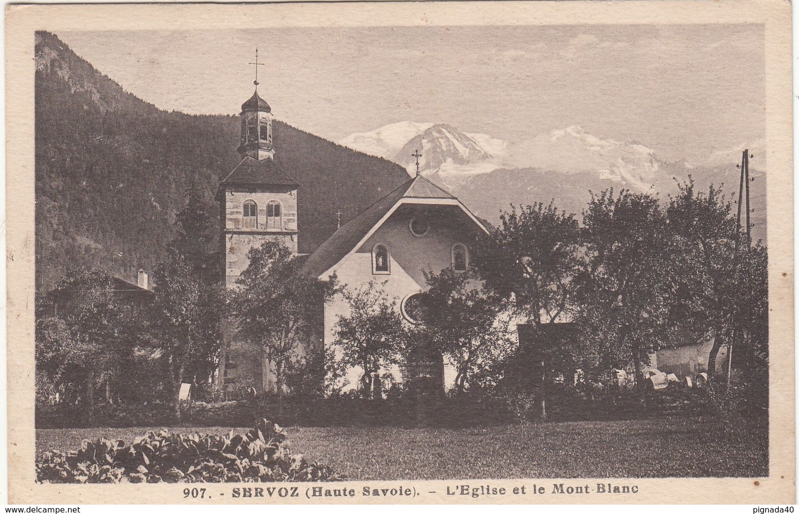 Cp , 74 , SERVOZ , L'Église Et Le Mont-Blanc - Autres & Non Classés