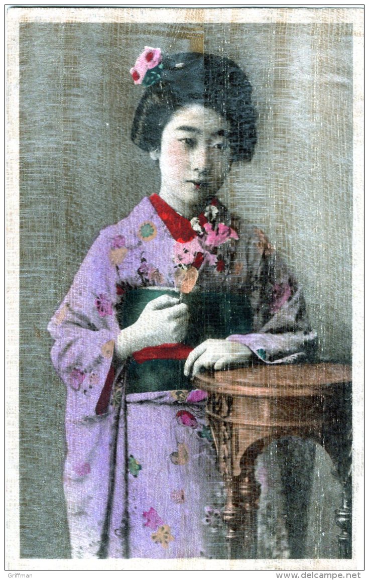 JAPON JEUNE FEMME JAPONAISE NIPPONE CPA SUR BALSA 1919 TBE - Autres & Non Classés