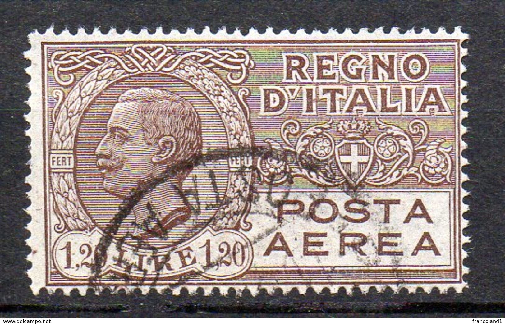 1926  Regno - Aerea N. 5 Timbrato Used 1,2 Lire Bruno - Poste Aérienne