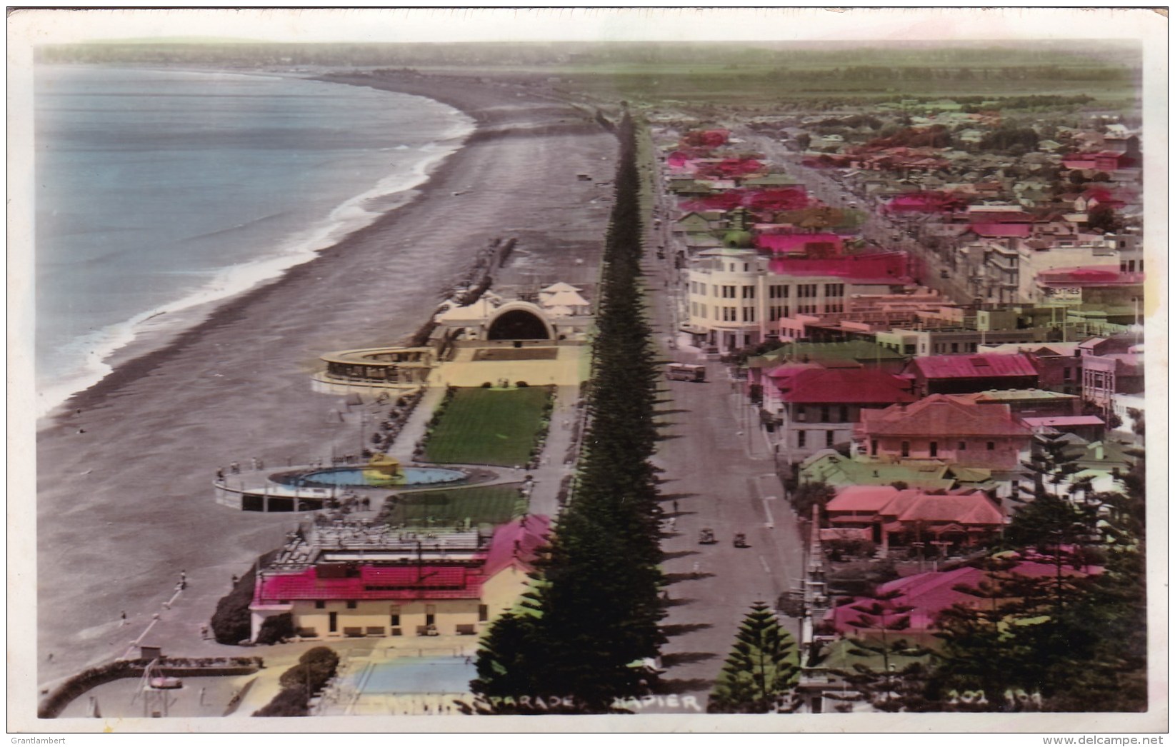 Marine Parade, Napier, New Zealand Vintage PC/Real Photo Posted 1954 With Stamp - New Zealand