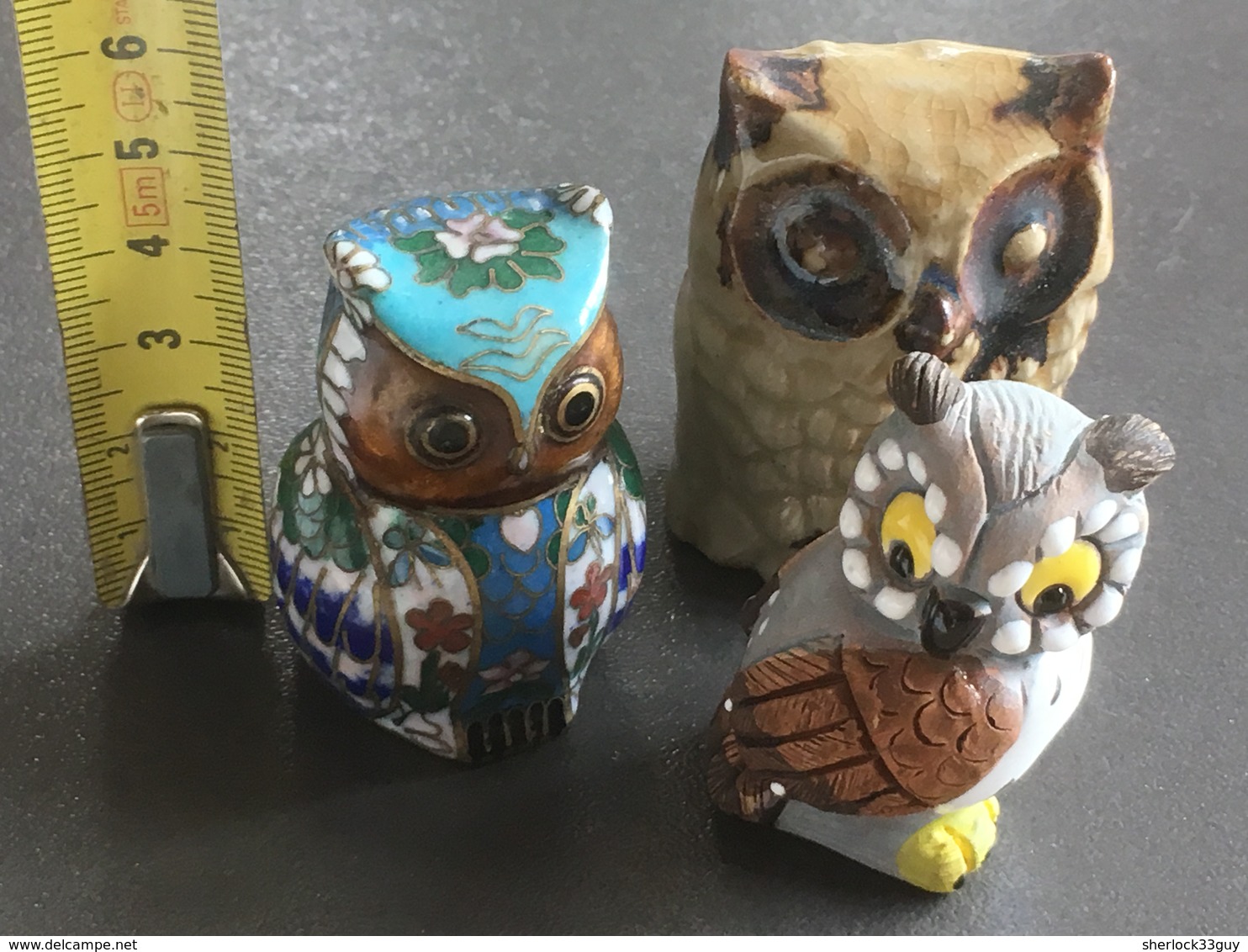 Lot De 3 CHOUETTES En Matériaux Divers - Birds - Owls
